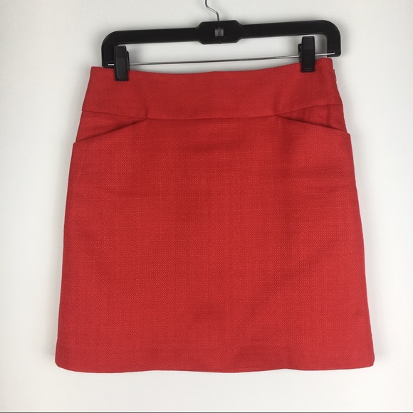 Red Ann Taylor LOFT 100% Cotton Skirt Size 0 - Picture 2 of 7